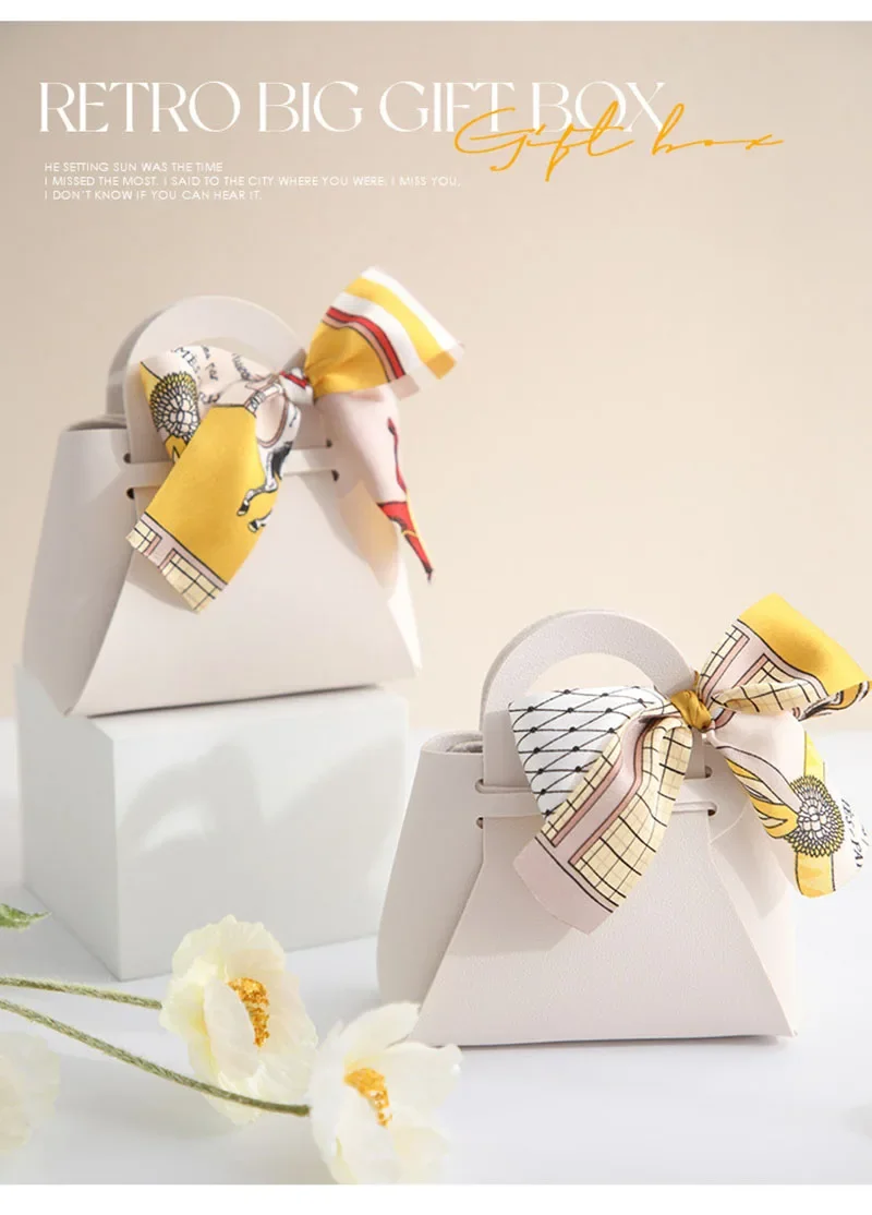 50 Stück verteilte rosa Geschenktüten aus Leder, Hochzeitsbevorzugungsbeutel für Gäste, Mini-Handtasche mit Band, Süßigkeiten-Verpackungsbox, Party-Dekoration – Detail 12