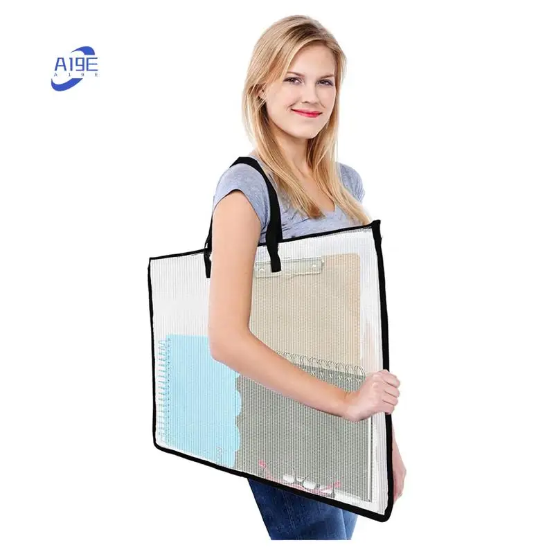 

A19E-19X25 Art Portfolio Bags,Clear Portfolio Folder For Artwork,Waterproof Poster Storage Bags+Handle For Drawing Board