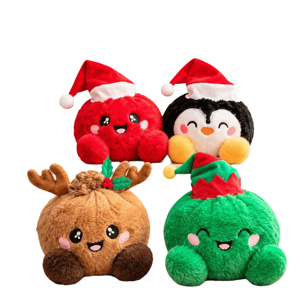 Soft Stuffed Wearing a Christmas Hat Christmas Baozi Figurines 15cm Cute Penguin PP Cotton Dumpling Christmas Gifts