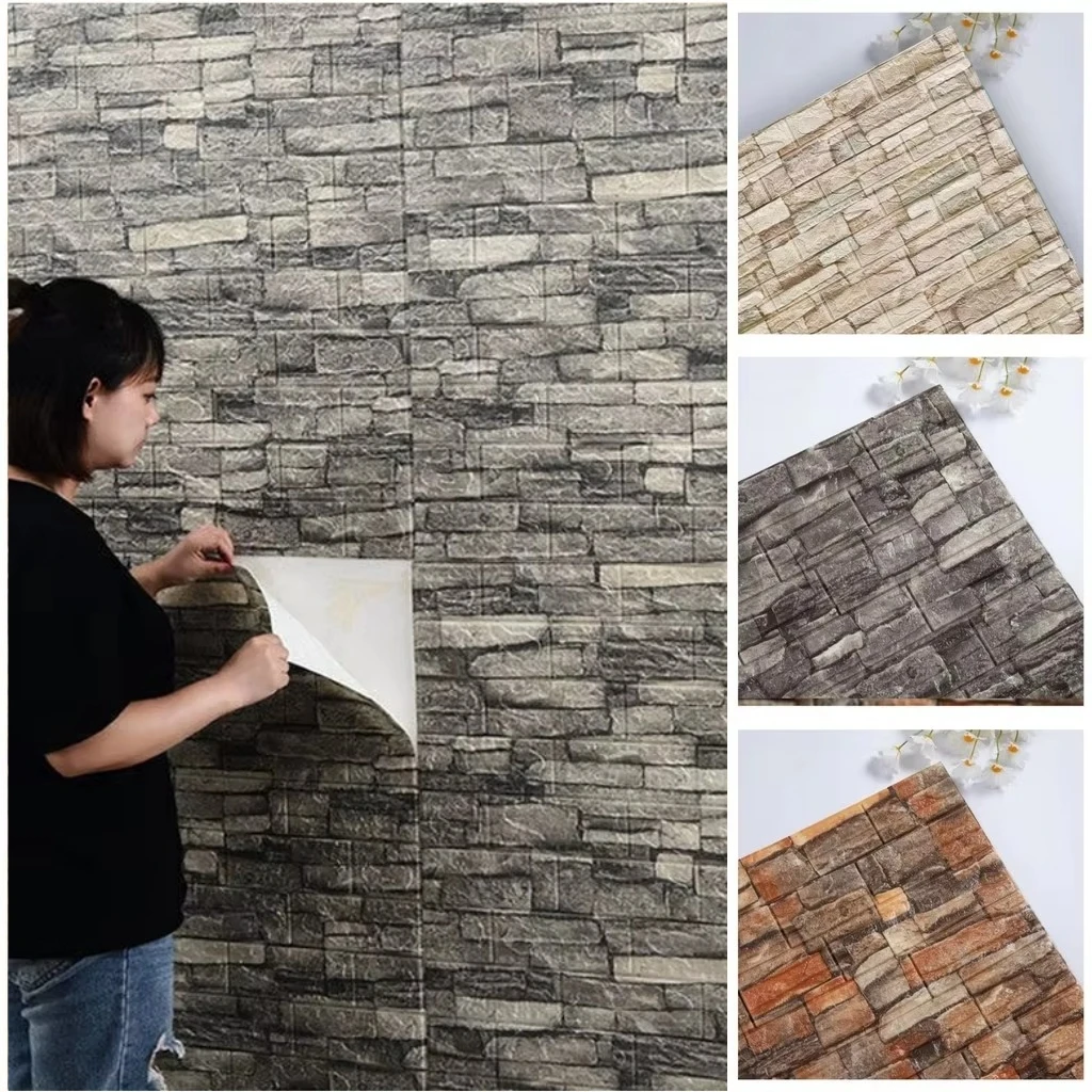 10-100pcs 38.5cmX35cm 3D Self-adhesive Decorative Walls Paper Oil-proof Wallpaper for Walls in Rolls Home Decoration Waterproof