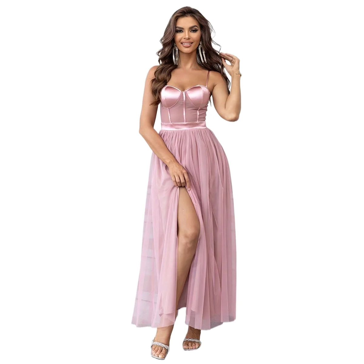 

Sexy Sweetheart Spaghetti Straps High Split Formal Party Dress