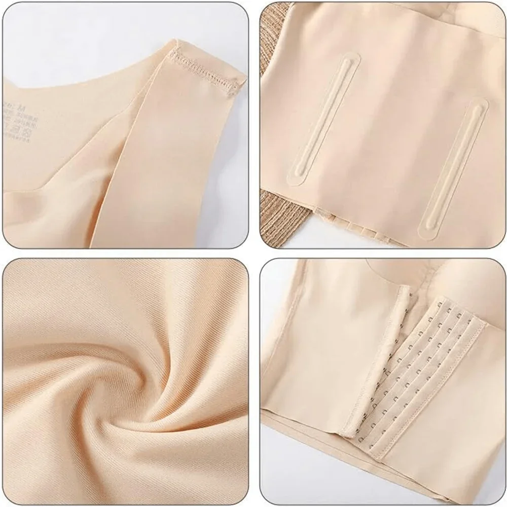 Women\'s 3 In 1 Waist Button Bra Styling Clothing Posture Corrector Weight Loss Cross Back Underwear Belly Sleeveless T-Shirt ﻿