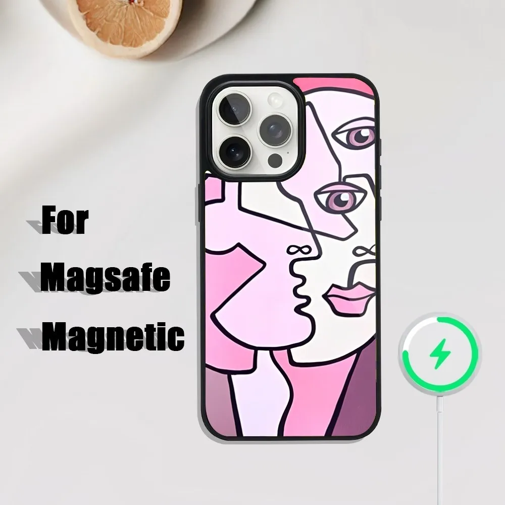 Picasso Abstract Art Painting Phone Case For iPhone 16,15,14,13,12,11,Plus,Pro,Max Mini Magsafe Magnetic Wireless Charging