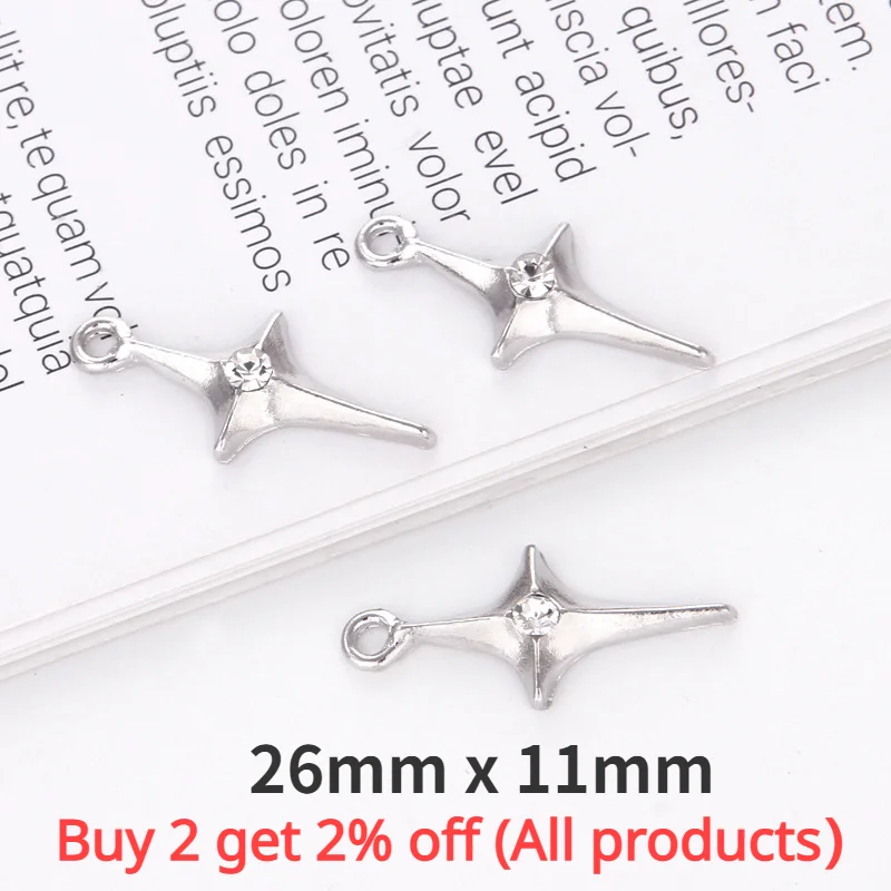 WZNB 10Pcs Crystal Stars Charms Meteor Alloy Pendant for Jewelry Making Handmade Earring Bracelet Necklace Diy Accessories