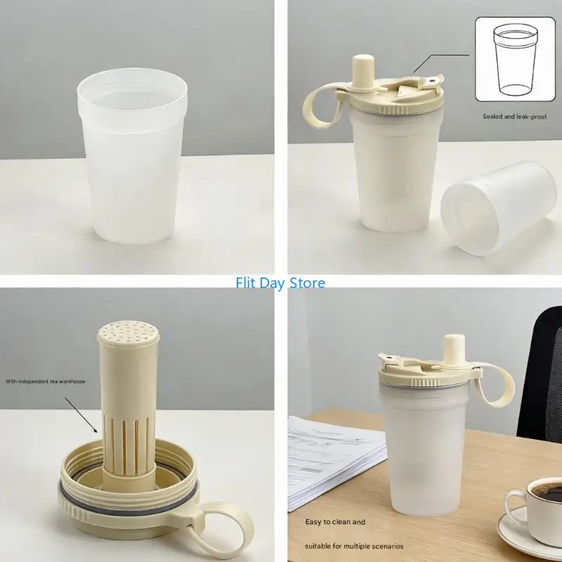 F92C Multifunctional 400ml Cup Plastic Drinking Bottle With Straw And Tea Strainer Perfect For Students And Professionals