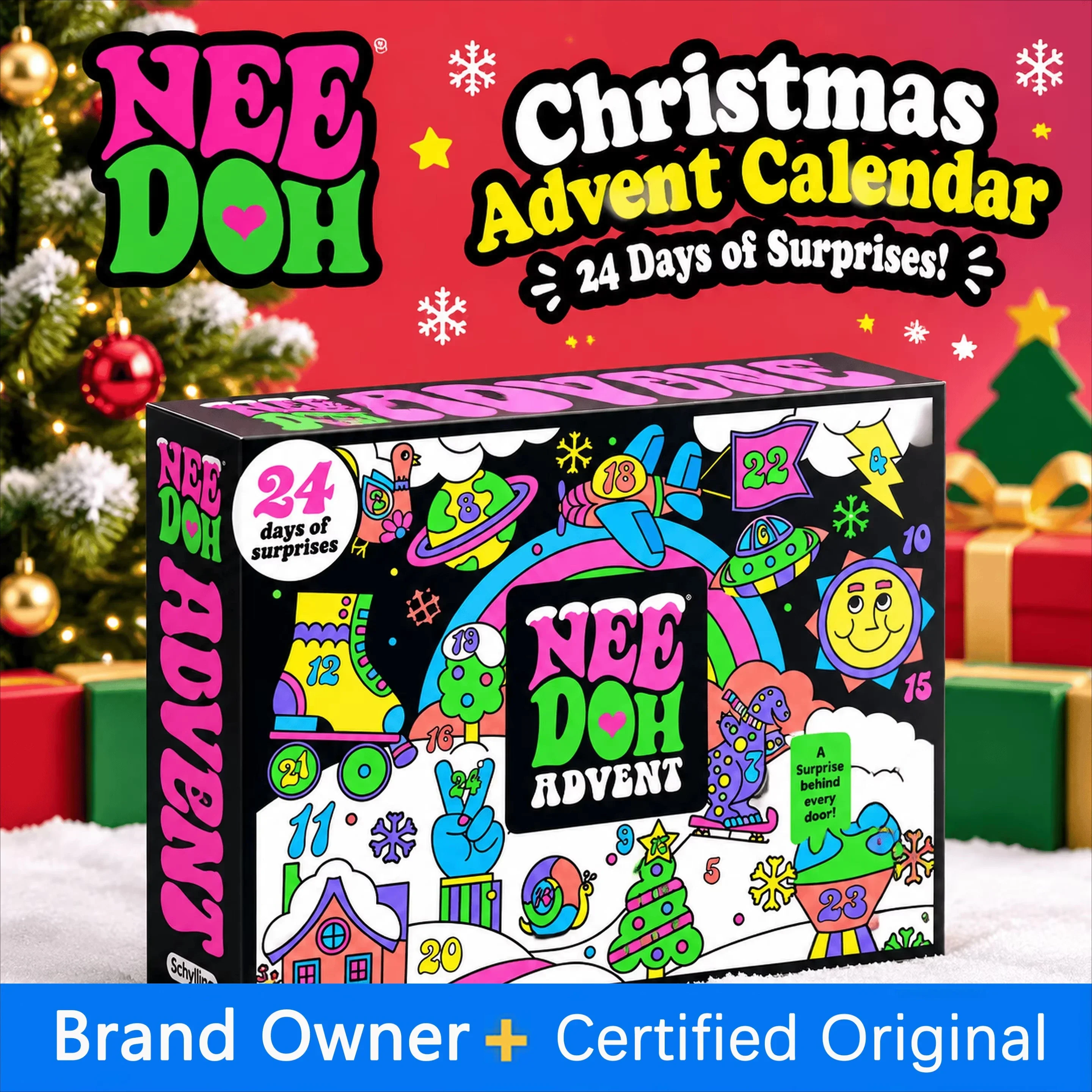 NeeDoh 2026 3D PVC Fidget Doll Advent Calendar Christmas Countdown Calendar Surprise Box Stress Relief Toy New Year Holiday Gift