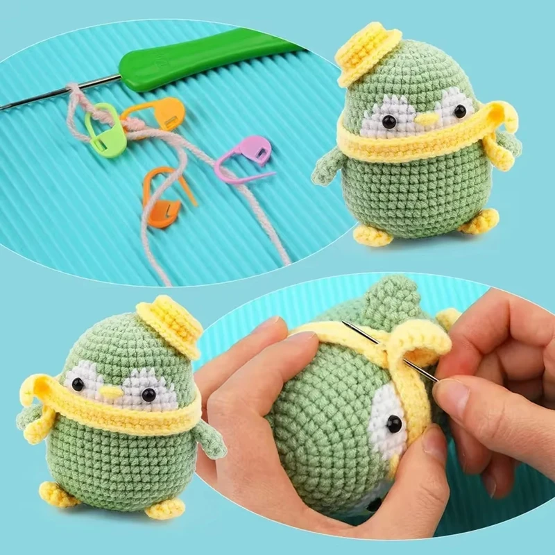 DIY Crochet Penguin Kit With Hand Knit Needles Plush Doll Pendant Suitable for Beginners Includes Enough Yarn Hook Accessories