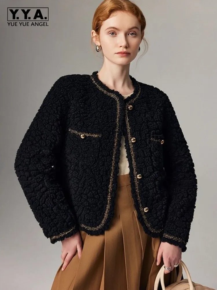 

Новая осенняя модная женская куртка с круглым вырезом, короткий топ, рабочая женская верхняя одежда свободного покроя, элегантное праздничное пальто, однобортные зимние пальто