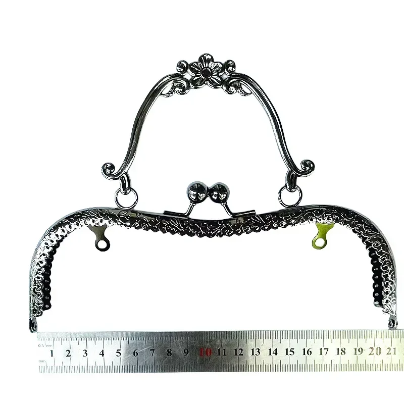 20.5cm Metal Purse Frame Handle Clutch Bag Accessories DIY Kiss Clasp Lock Bronze Embossing M-shaped HandBag Hardware