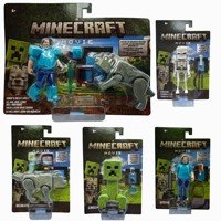 Minecraft 5 Styles 10cm Action Figures Steve Wolf Creeper Skeleton Kawaii Desktop Model Ornament Doll Game Toy Collect Periphery