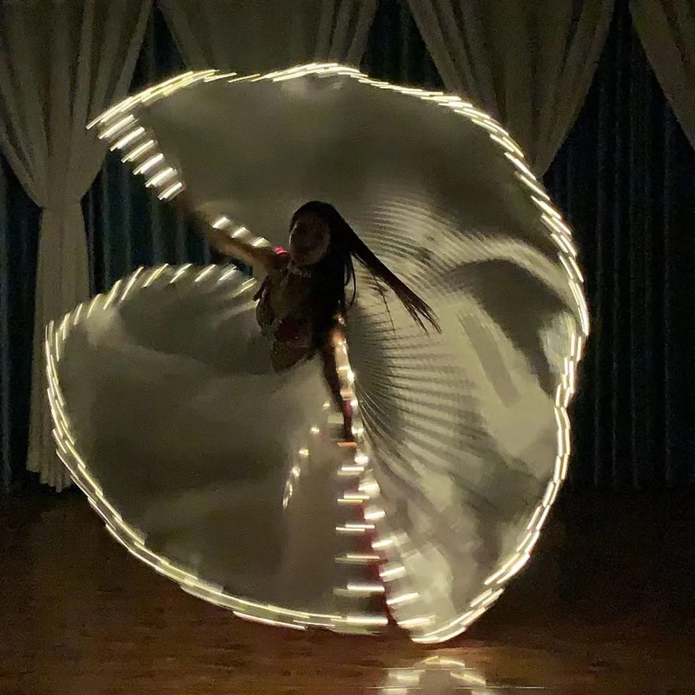 

New Led Luminous Wing Props Silver Yellow Light Split Cape Veil Halloween Cape Belly Dance Golden Wings