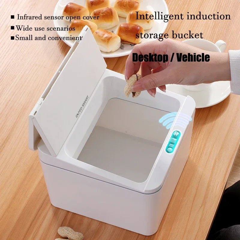 4L Folding Trash Can for Kitchen Accessories Mini Dustbin Small Desk Bin Automatic Bathroom Sensor Trash Can Bedroom Wastebasket