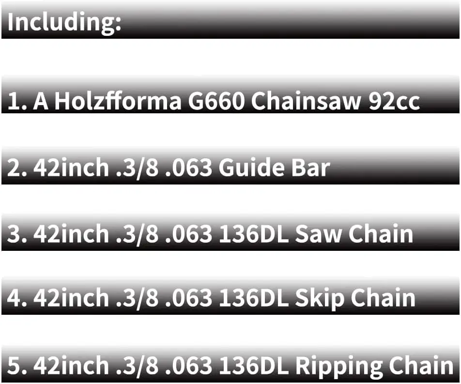 Holzfforma G660 Blue Thunder Chainsaw Power Head With 42Inch 3/8” .063” 136Dl Guide Bar Standard Ripping And Skip Chain Combo