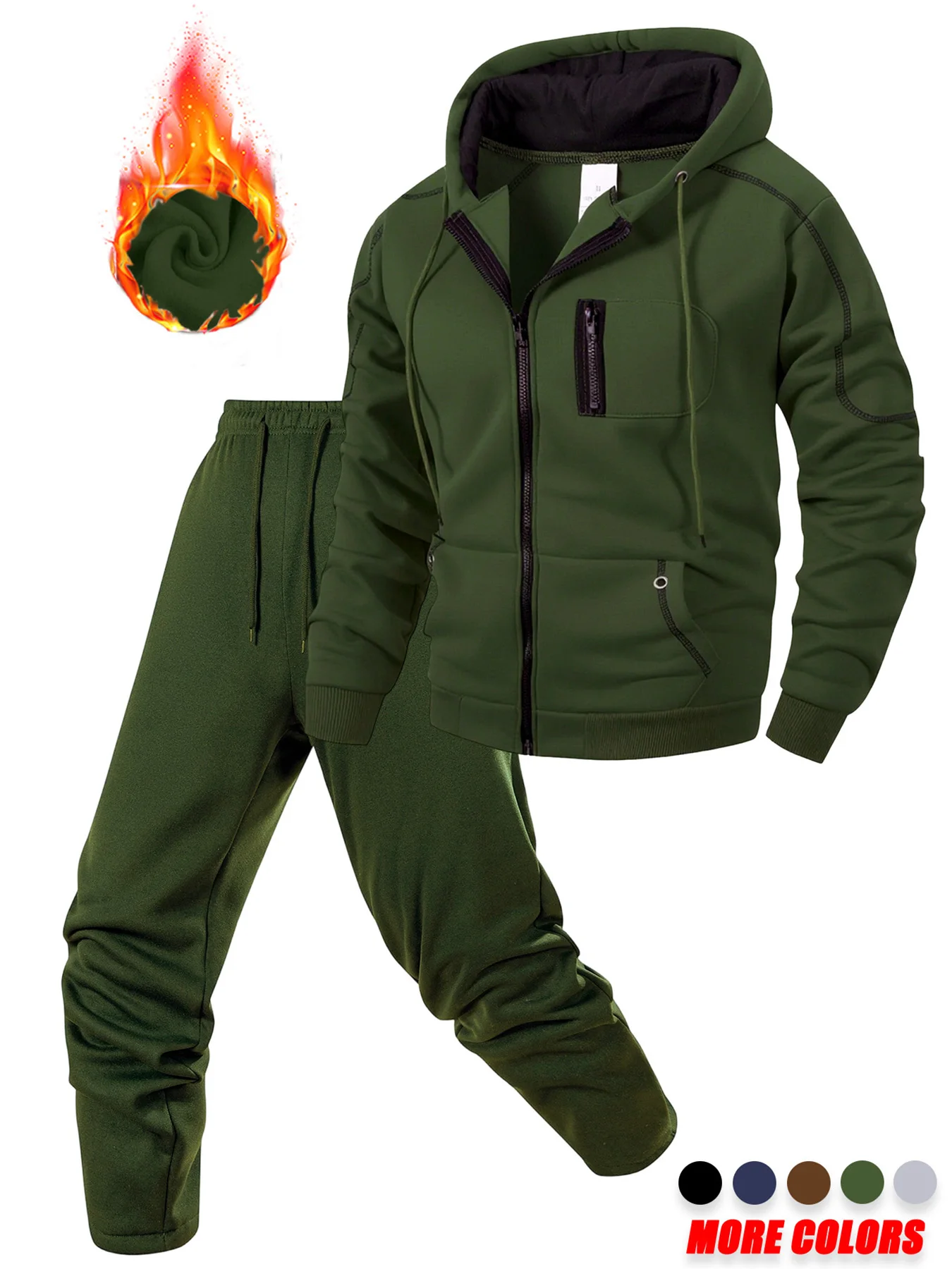 Men's Sportswear Set for Spring and Autumn Sporty Casual Jacket + Sport Pants Jogging Suit Hooded Sweatshirt Pant Tracksuits