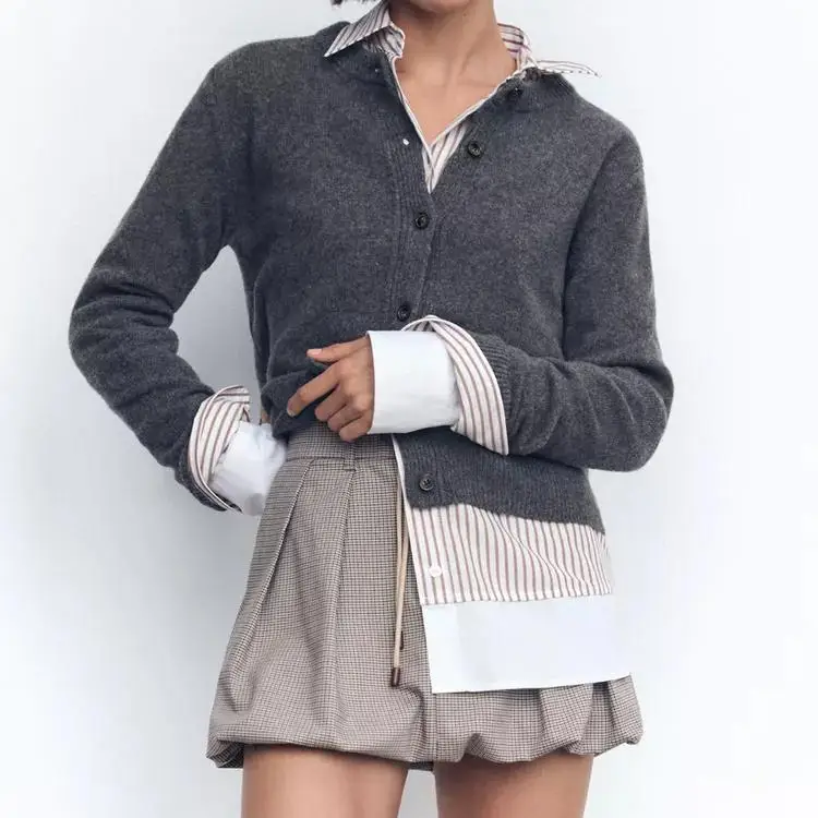 Spring New Women's Casual Belted Lantern  Skirt Versatile mid Waist ort Skirt Polyester Fiber 00% ort Skirt