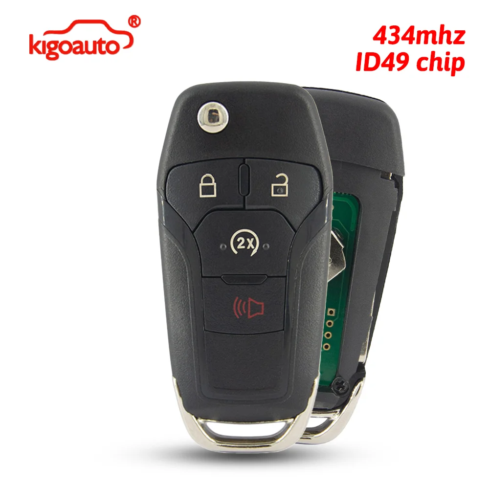 

kigoauto FCC N5F-A08TBLP Flip remote key 4 button 434mhz ID49 chip for 2023 Ford F-150 F-250 PN: 164-R8337