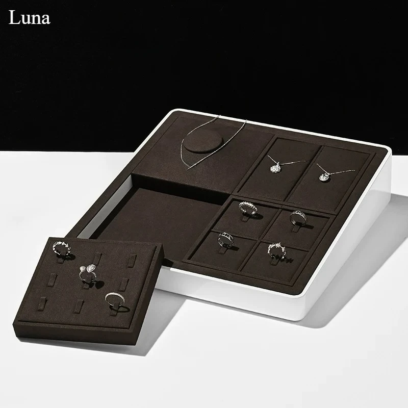 Light Luxury Ring Display Prop, Microfiber Ring Holder Stand, Counter Showcase Organizer & Decorative Storage Tray
