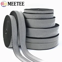 10Meters 10-38mm Jacquard Webbing Tapes Clothes Bag Strap Belt Band Black White Stripe Ribbon Luggage Bias Bands Accessories