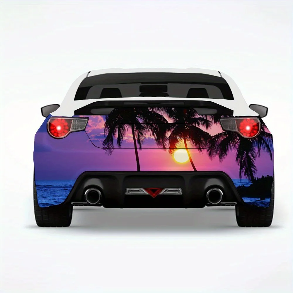 

Пляжная кокосовая пальма, автомобильная наклейка-виниловая наклейка на заднюю часть автомобиля, водонепроницаемые самоклеящиеся виниловые наклейки для хвоста и бампера автомобиля, деко