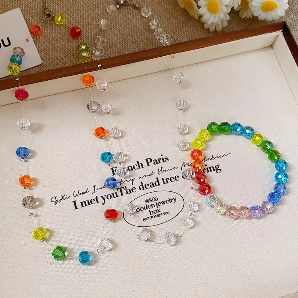 Collana di perle arcobaleno fresche Girocollo Corda a mano Collana colorata Gioielli Bracciale Collana da spiaggia Mare