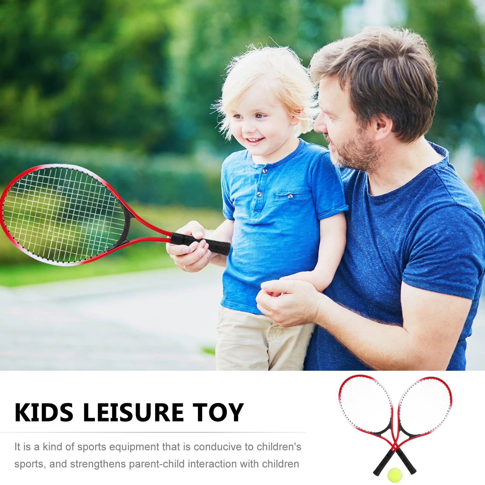 

1 set Tennis Racket Set Ferroalloy Material Lightweight Durable Kids Sports Toy Outdoor Activities Parent Child Interaction