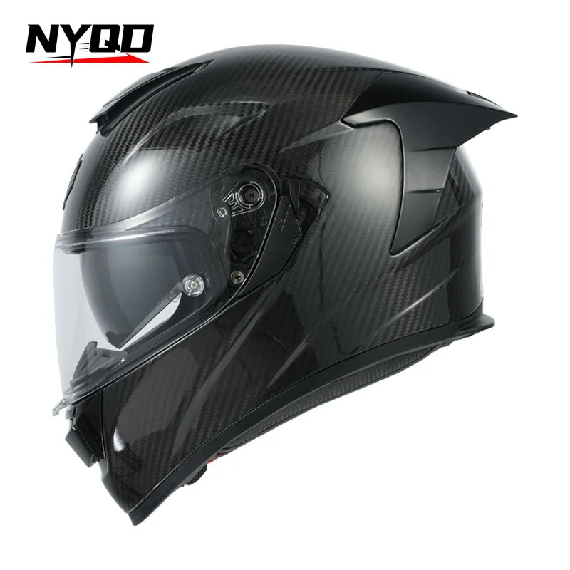 GID 936Motorcycle Helmet Men's and Women's Real Carbon Fiber Double Lens Motorcycle Large TailFour-seasonAnti-fogFull-faceHelmet