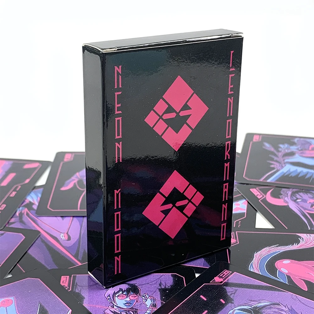 Nouveau jeu de cartes Neon Moon Lenormand, 40 cartes Oracle Cyberpunk pour les mystiques modernes, parfait pour la divination et les cadeaux