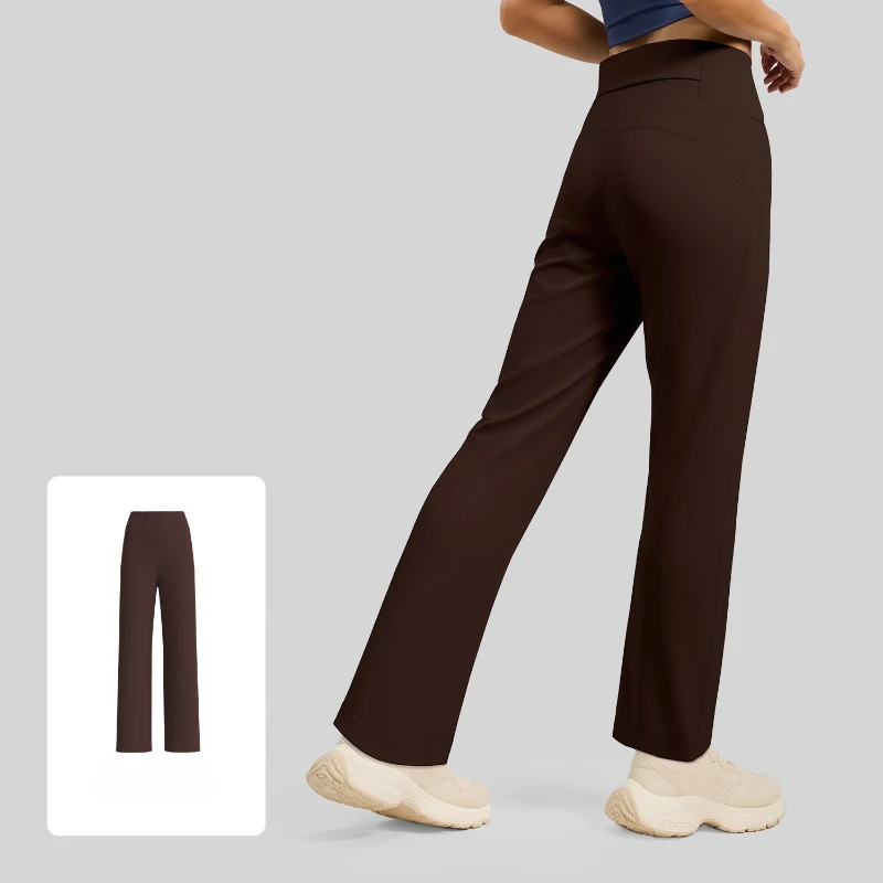2026 New Micro Wide Leg Pants Women's Straight Casual Pants Slimming Yoga Pants High Waist Hip Pants Back Waist Pocket leggings