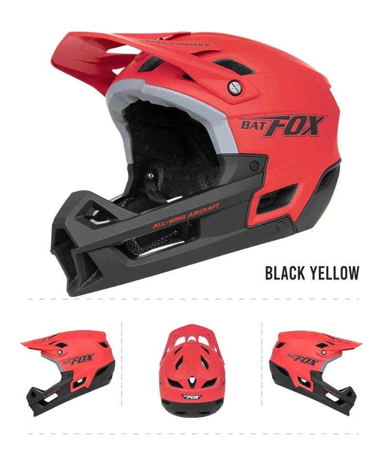 BATFOX Full Face Mountainbike Helm Offroad-Zertifizierung Sicherheit MTB Casco Fahrrad Integral geformte Reiten Fahrradhelme – Detail 12