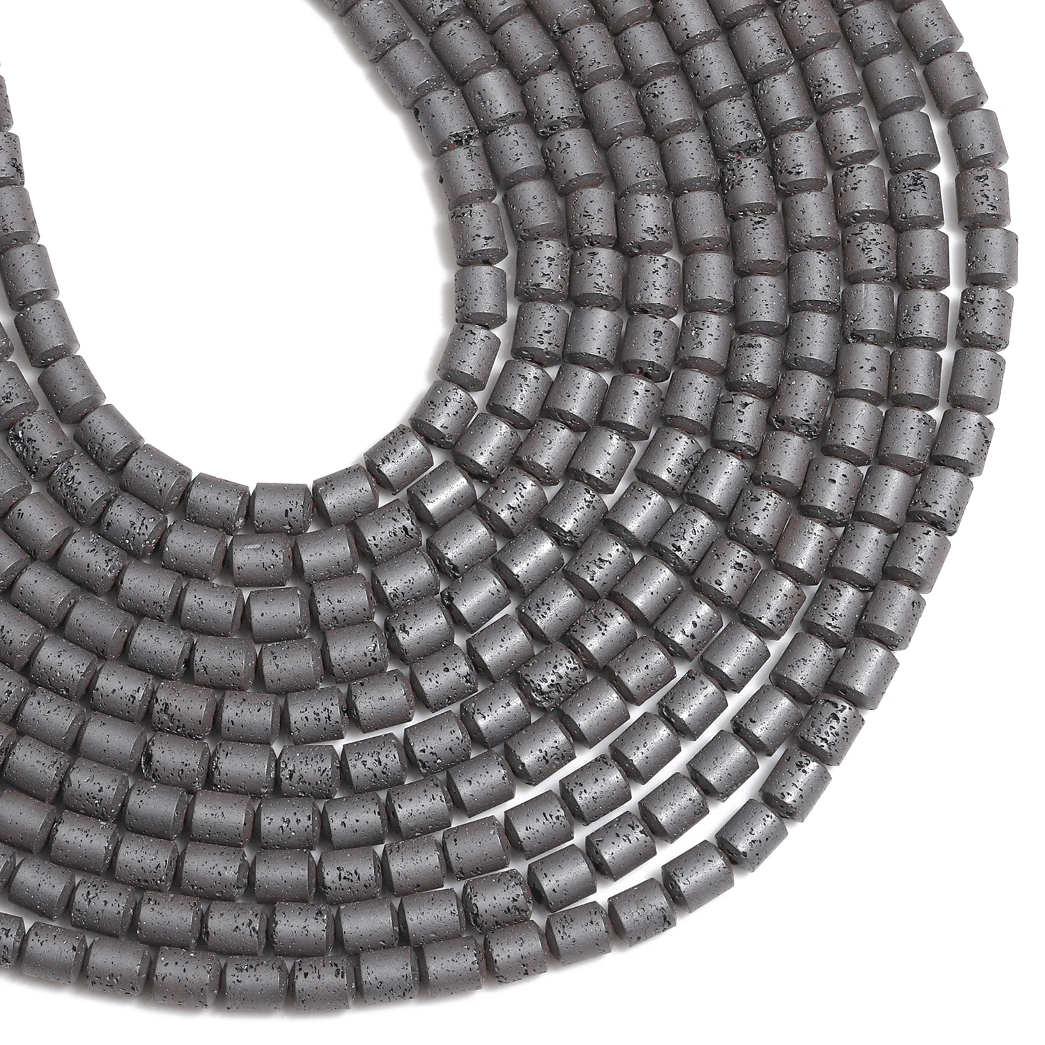 4x5 مللي متر مملة البولندية برميل الحمم البركانية الخرز الحجر الطبيعي الأسود ماتي خزر عازل لصنع المجوهرات أساور Charms بها بنفسك #2