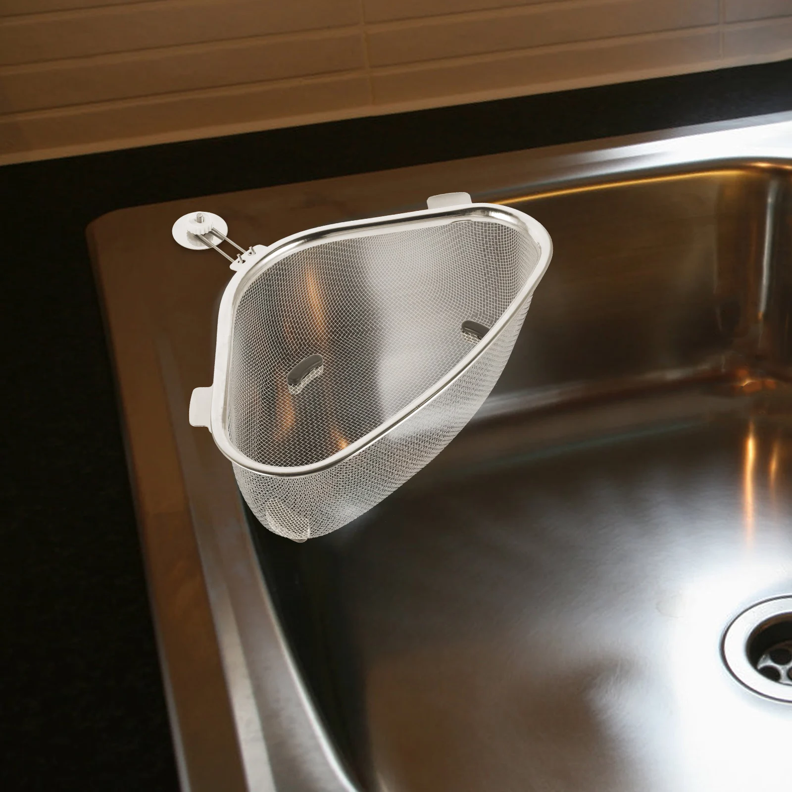 

Triangle Stainless Steel Kitchen Sink Drain Basket Corner Draining Basket Sink Food Strainer Food Waste Catcher