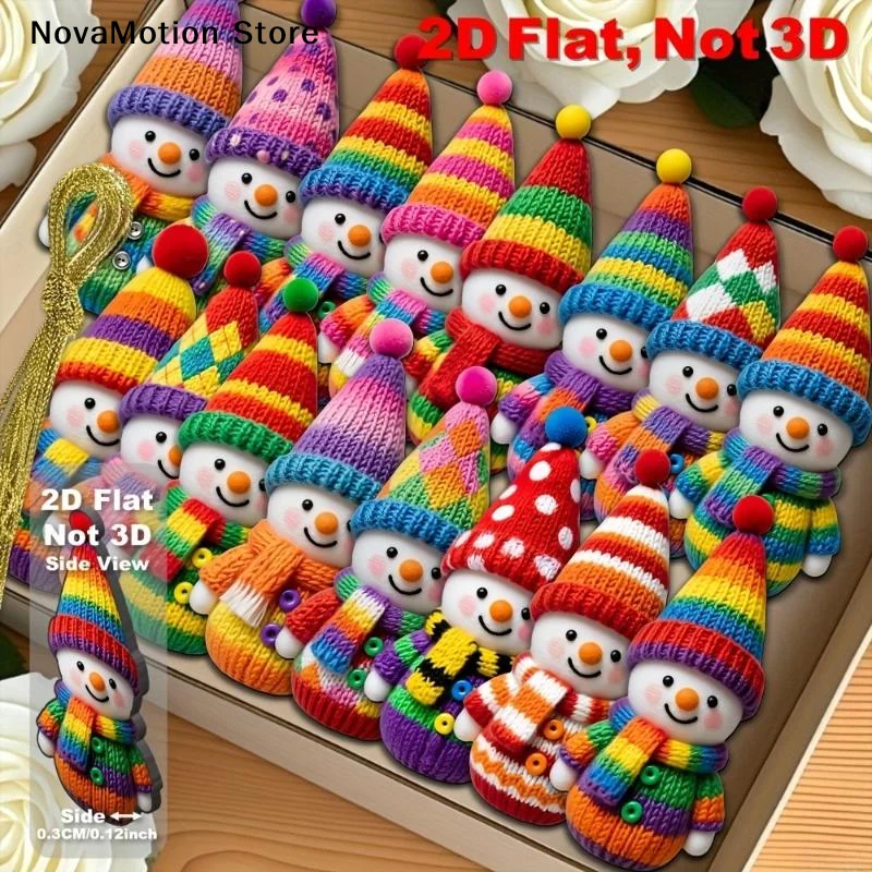 2D Color Christmas Snowman Pendants Wood Cartoon Xmas Tree Hanging Ornament DIY Home New Year Party Atmosphere Decoration Supply