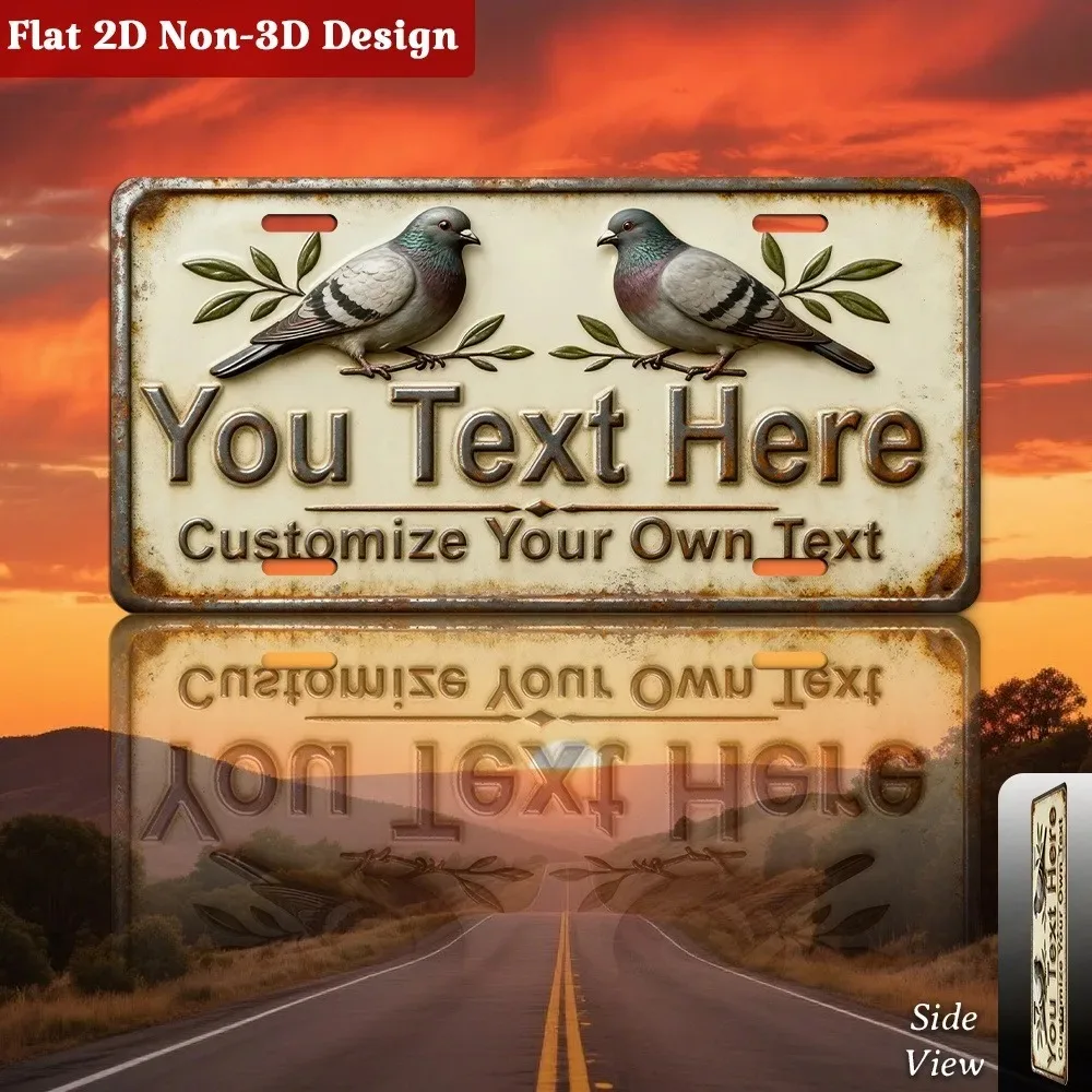 CIFbuy Customizable Vintage Rusty Dove Aluminum Plaque,Personalized 15×30CM Olive Branch Custom Text Indoor Outdoor Home Wall Or