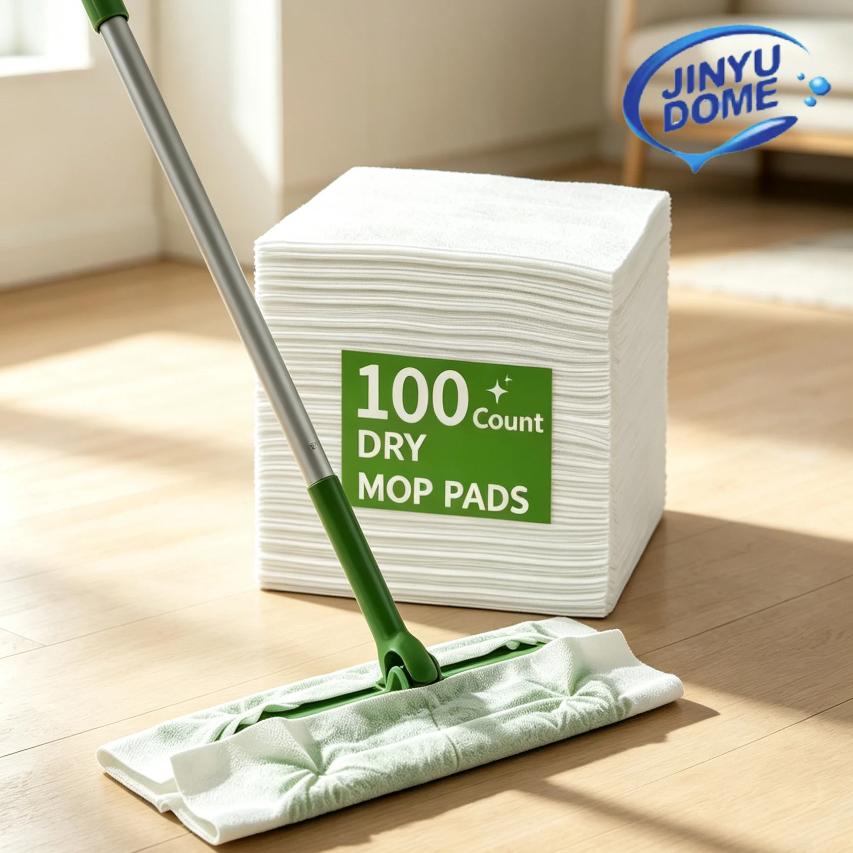 JINYUDOME 100pcs Disposable Electrostatic Dust Removal Mop,Paper Cleaning Cloth Replacement Mop Head Cloth,Home Kitchen Bathroom