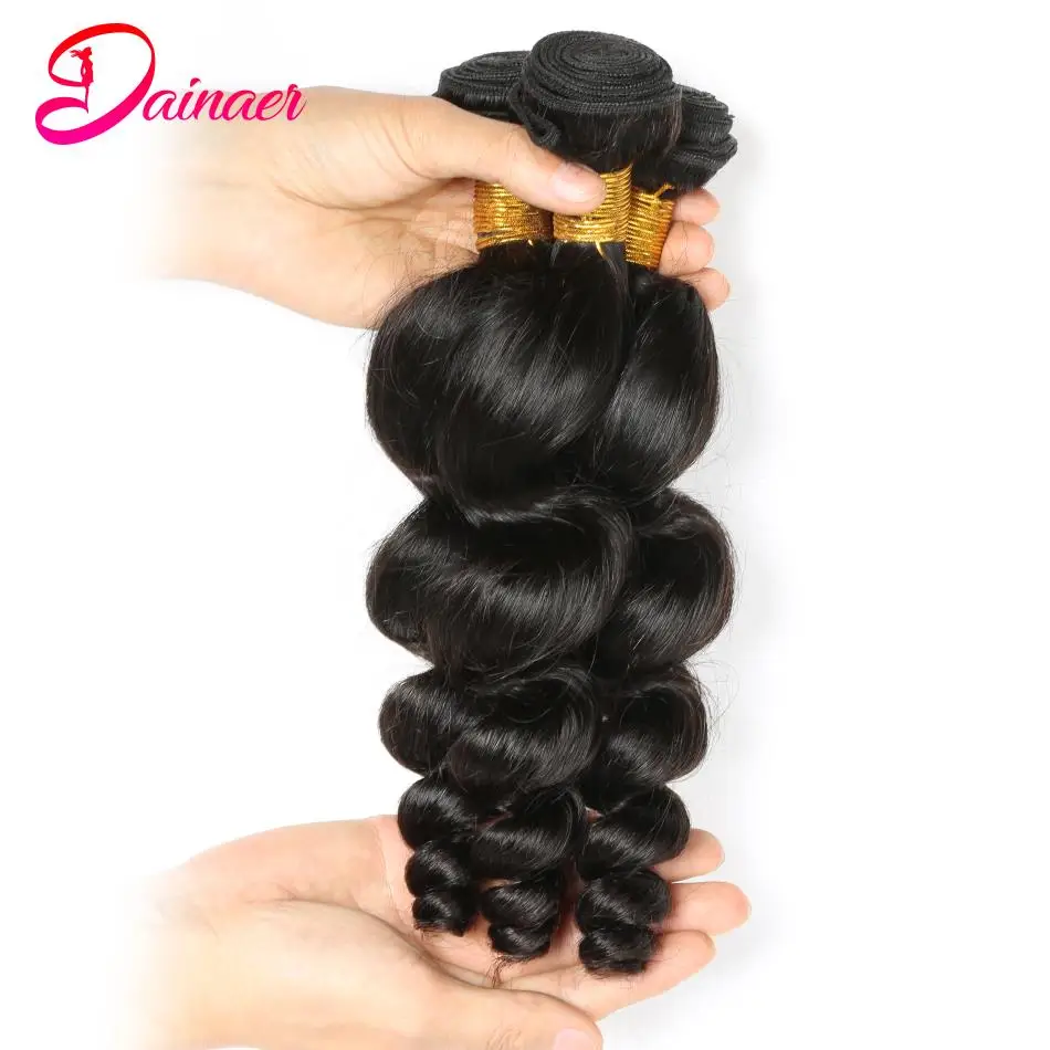 Loose Wave Bundles Remy Hair Extensions Human Hair Bundles 3PCS Natural Black 4 Bundles Deal Peruvian Hair Weave Bundles