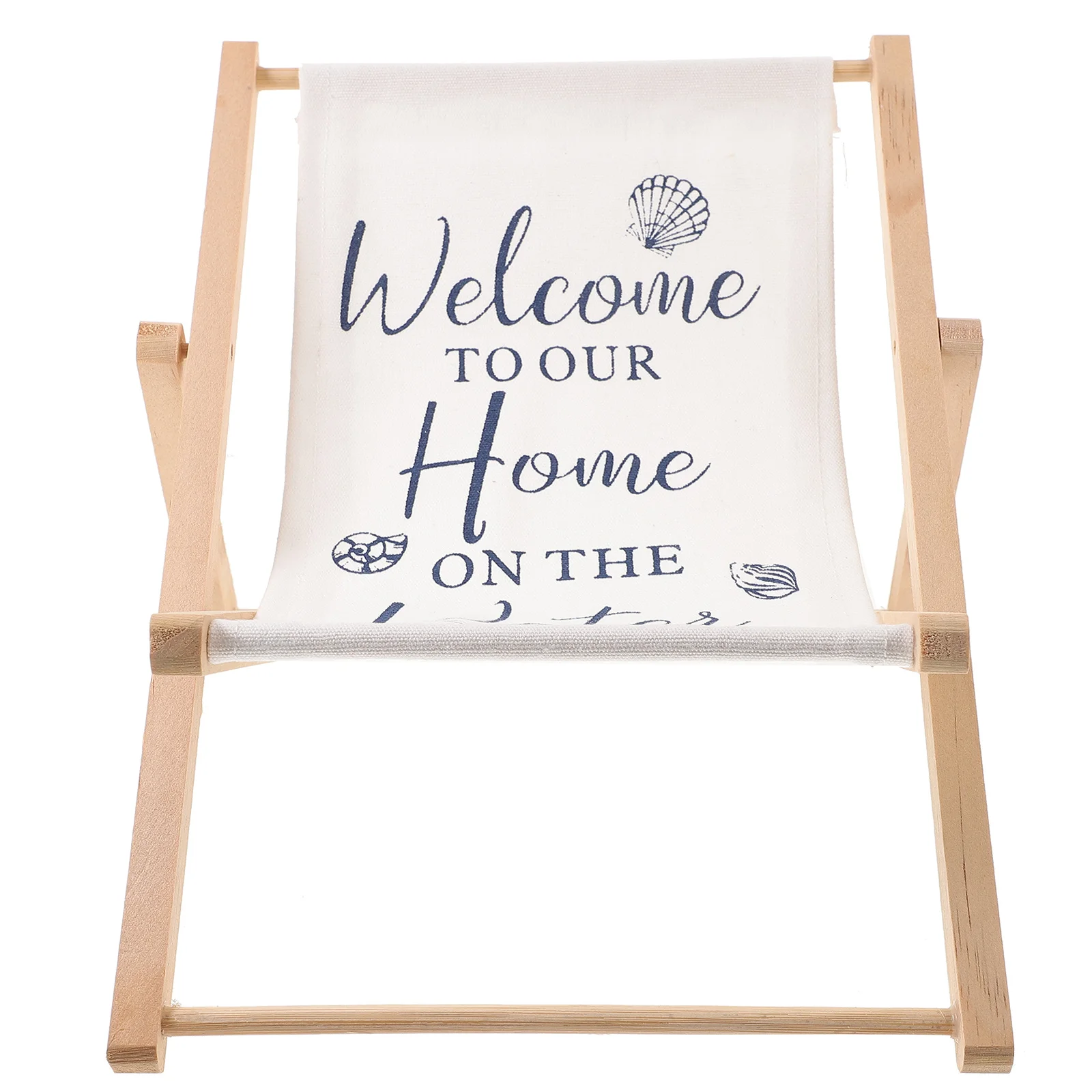 

Sturdy Wooden Beach Chair Decor Fashionable Striped Design for Home Living Room Office Tabletop Decoration Wooden Beach Chair