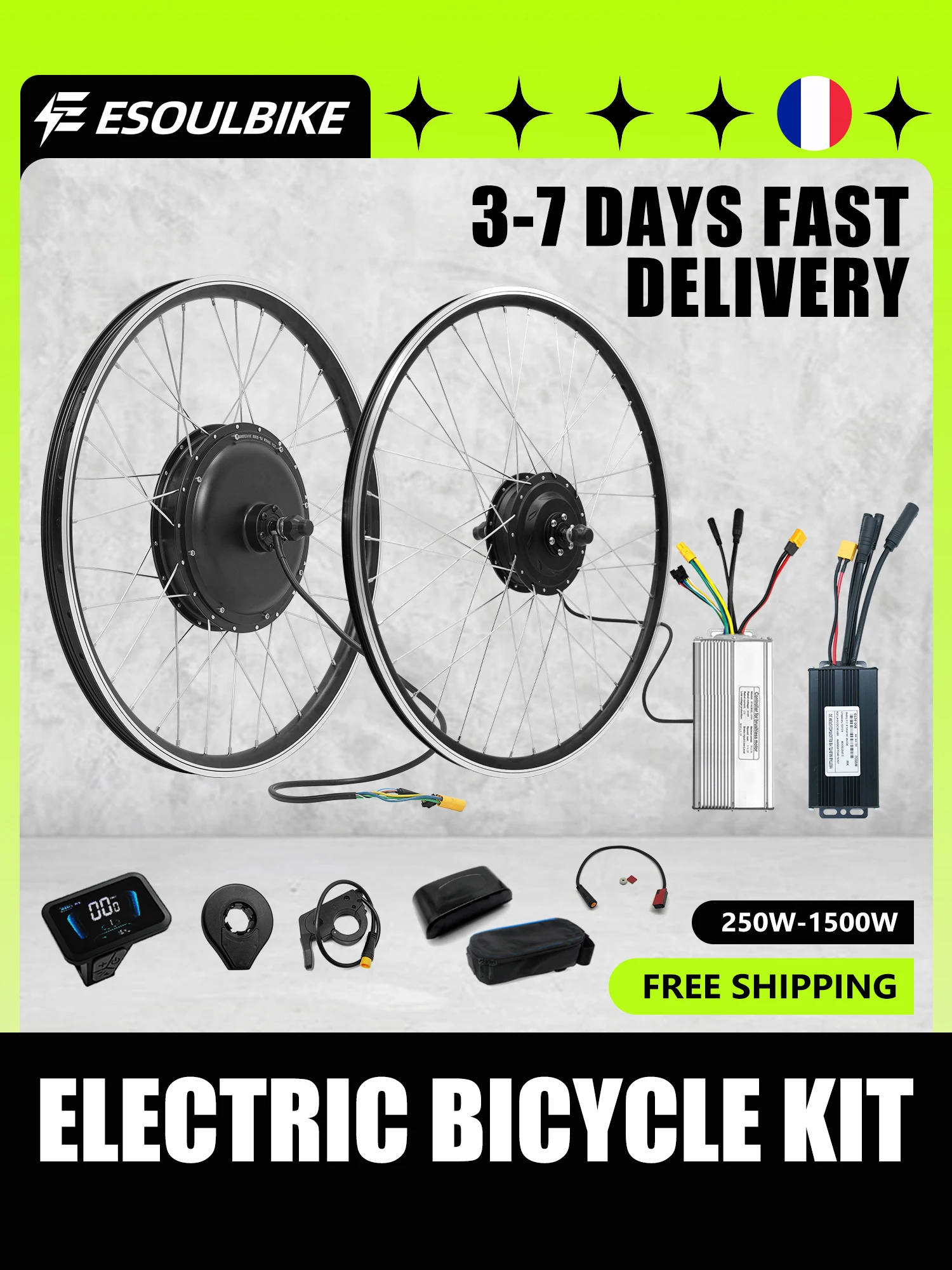 ESOULBIKE eBike Conversie Kit 48V 1500W 36V 250W 500W Voorwiel Wielnaaf Motor 26-29inch 700C Elektrische cyclus kit - afbeelding 2