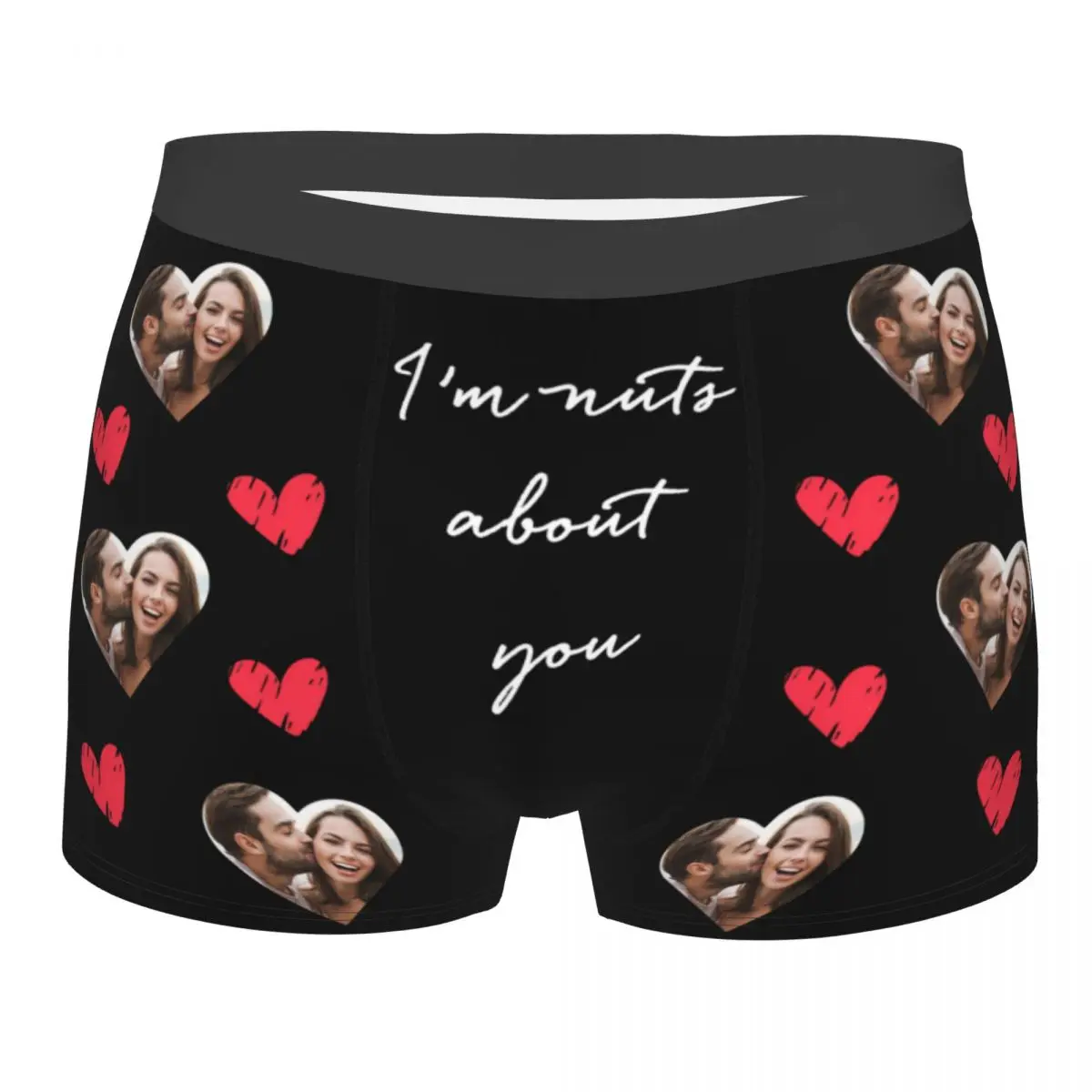 Custom Faces Print Boxer Briefs for Men Love Heart Photo Underwear Gifts Christmas Gift Boyfriend Birthday Present