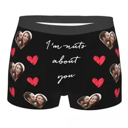 Custom Faces Print Boxer Briefs for Men Love Heart Photo Underwear Gifts Christmas Gift Boyfriend Birthday Present