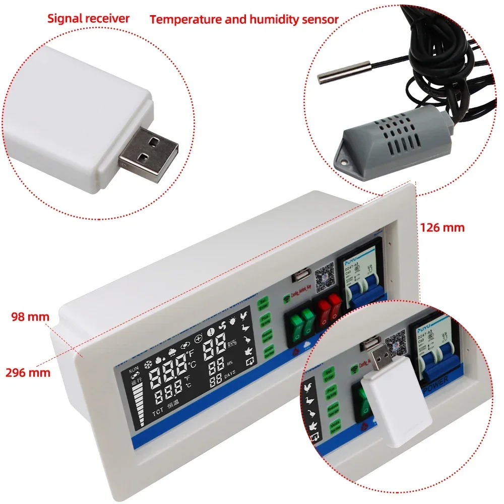 Smart Incubation Controller for Chicken, Duck and Goose Egg Hatching WiFi Remote Smart Temperature and Humidity