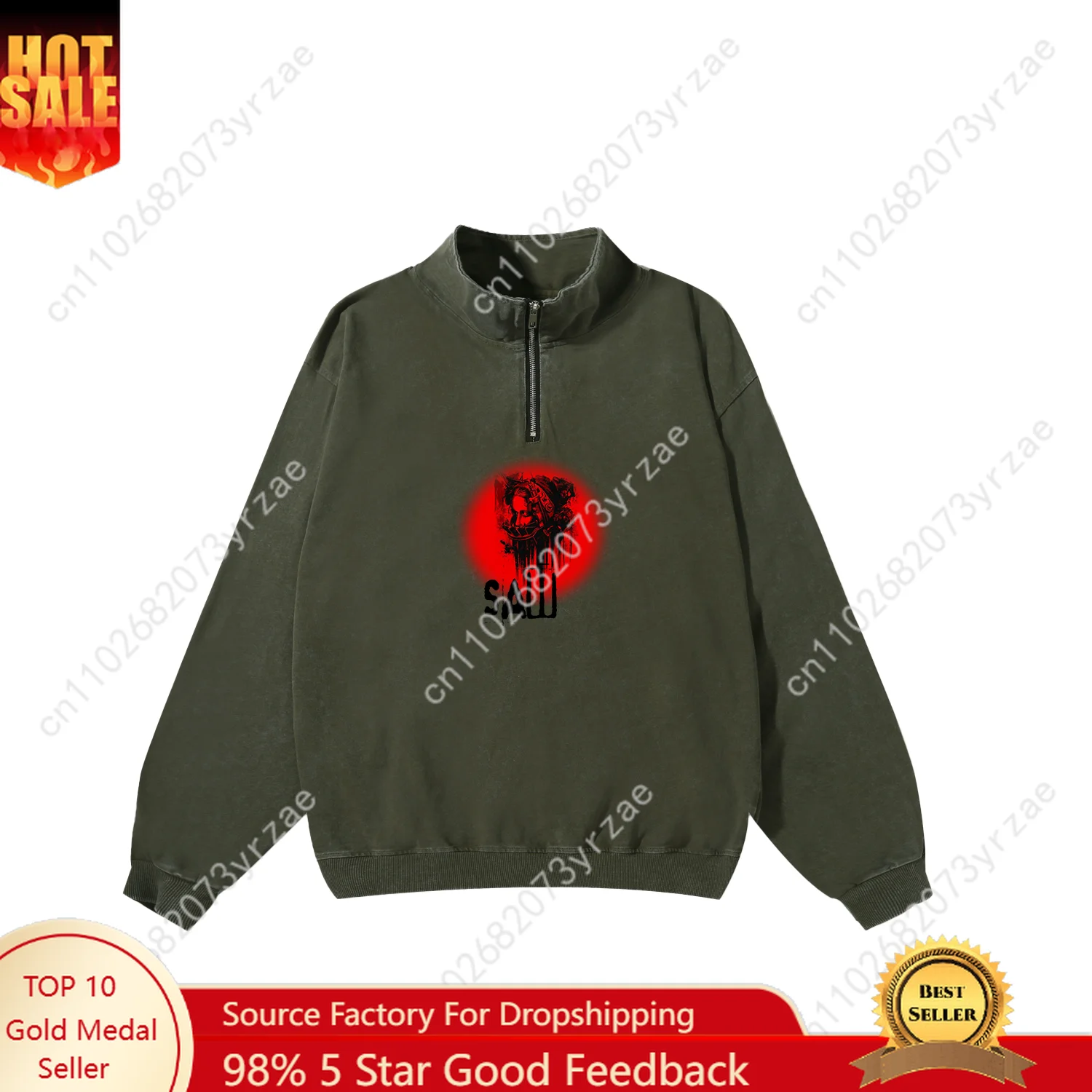 

Saw Retro Sweatshirt Mens Womens Teenager Vintage Pullover Half Zipper Fashion Pattern Long Sleeve Sweatshirt Custom Made Tops