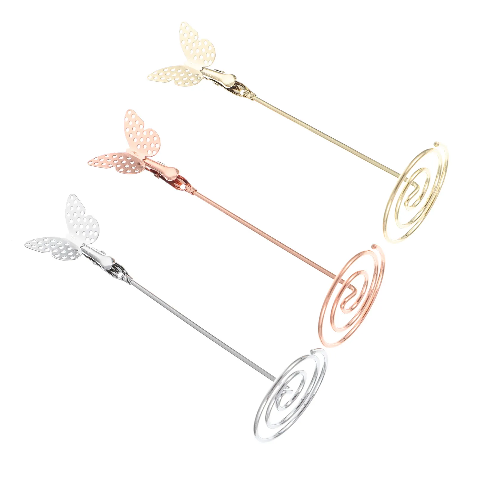 3pcs Metal Tabletop Card Holders – Butterfly Design Photo Clips for Memo, Notes, Desktop, Home & Wedding Decor