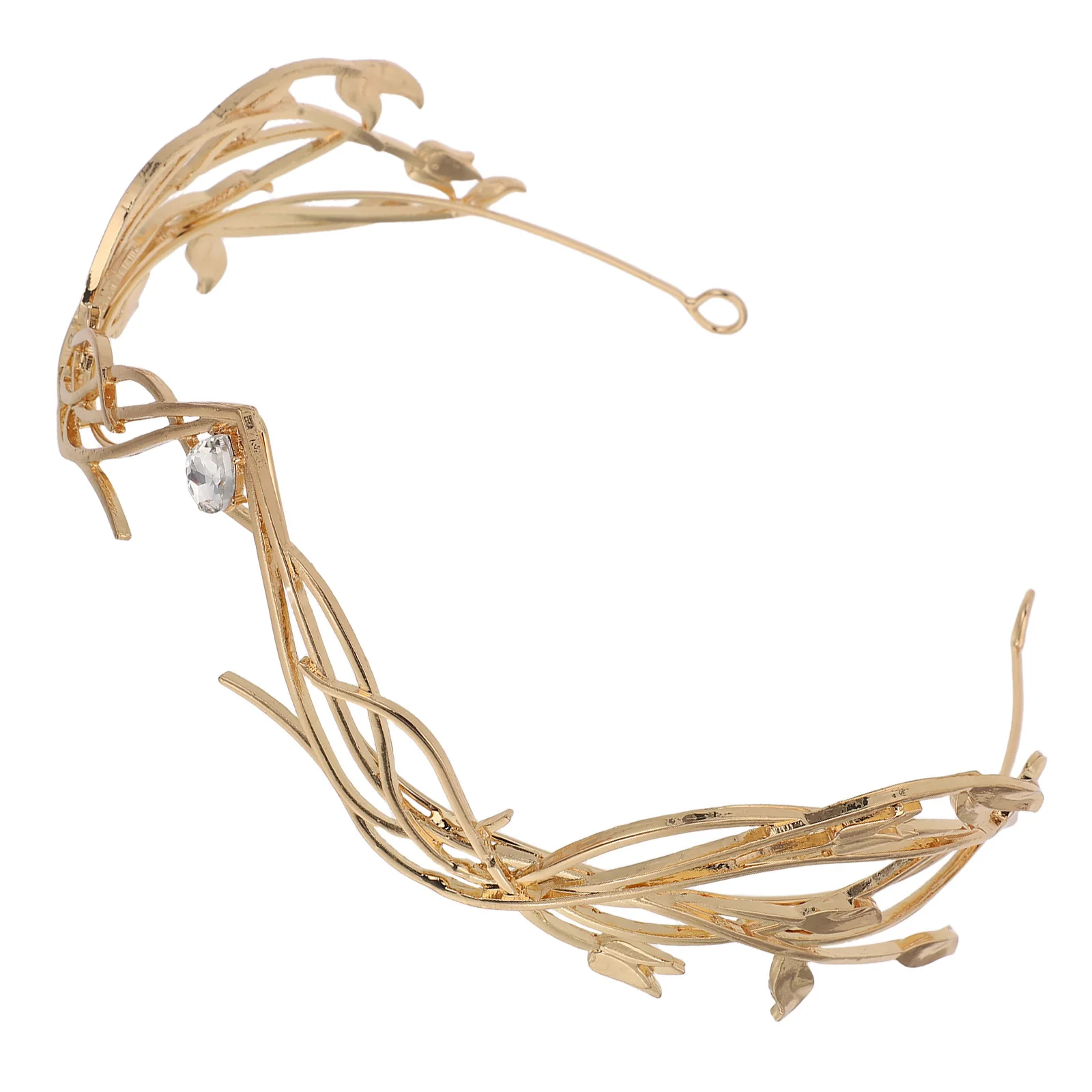 سبيكة الذهبي ورقة حجر الراين الزفاف عقال أنيقة الزفاف الشعر تاج تيارا الزفاف إكسسوارات الشعر للعروس #1