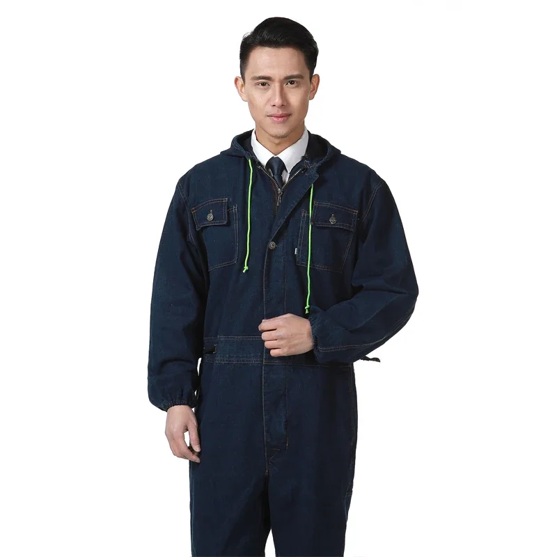 Denim Suit for Men Cotton Auto Repair One-piece Overalls Welding Workwear Mechanical Work Clothes Coveralls Jumpsuit Male Work