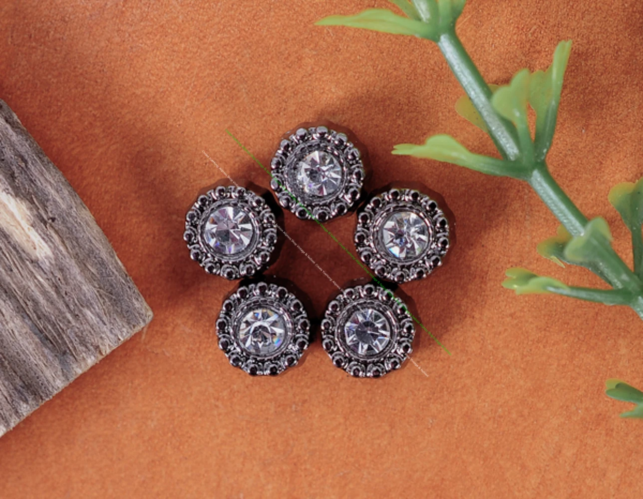 7*7mm Shinny Flower Rhinestone Snap Rivet Studs Tacks For DIY Leathercraft Belt