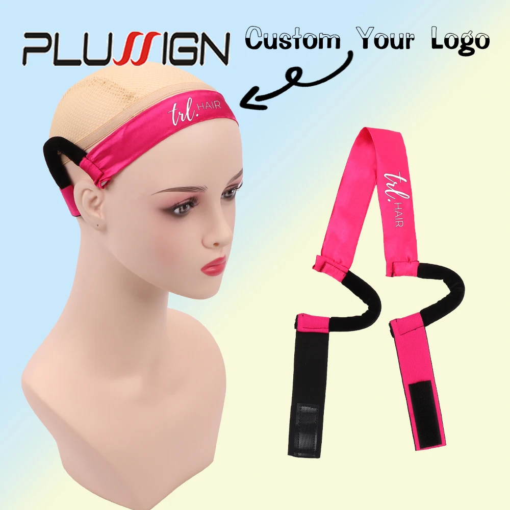 10Pcs New Arrival Custom Comfortable Satin Lace Melt Wig Band Adjustable Wig Headband With Ear Protection 3.5Cm Width Black Pink