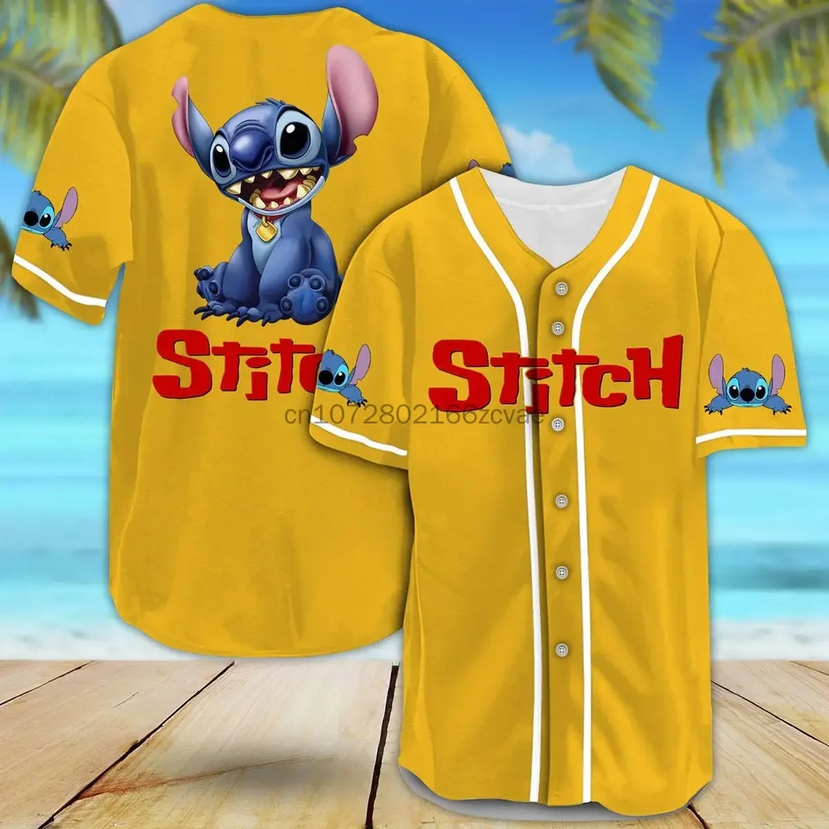 Disney Stitch Baseball Jersey Summer Streetwear Custom Name Disney Baseball Shirt Men And Women Short Sleeved T-Shirt