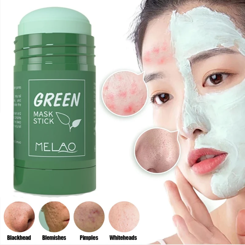 Green Tea Mask Solid Face Mask Stick Oil Control Moisturizing Cleaning Mask Acne Treatment Blackhead Remove Pores Purifying