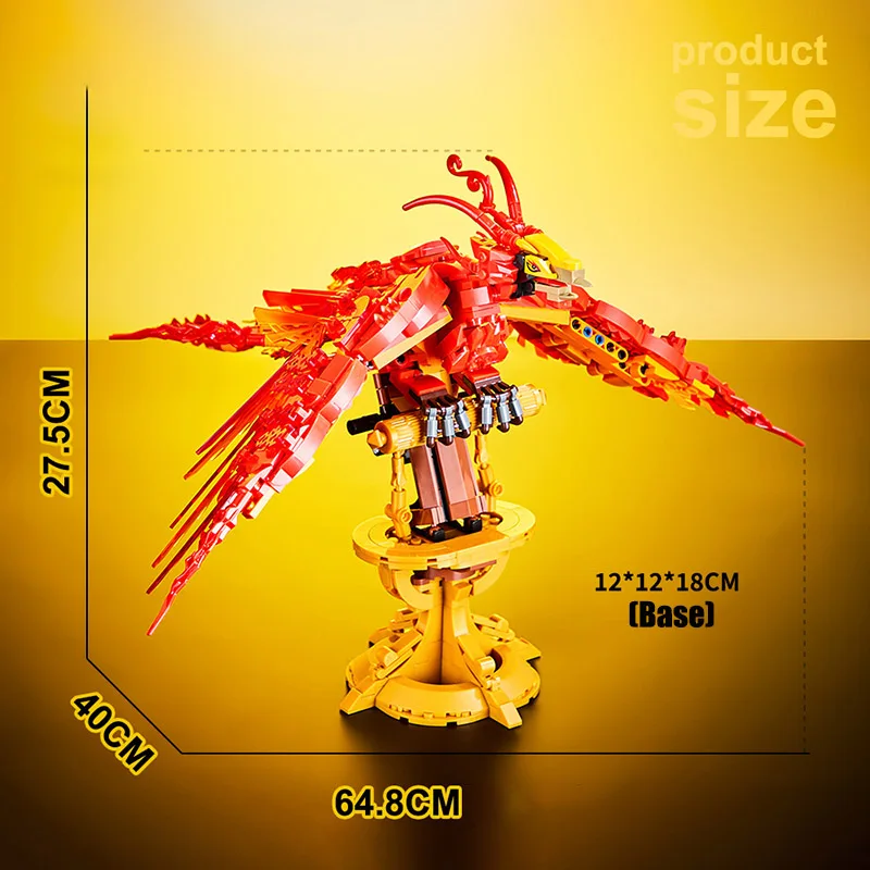 2024 NEW MOC 938pcs Magical Animal Fire Phoenix Model Building Blocks Kits DIY DIY Firebird Assembly Bricks Toys For Kids Gifts