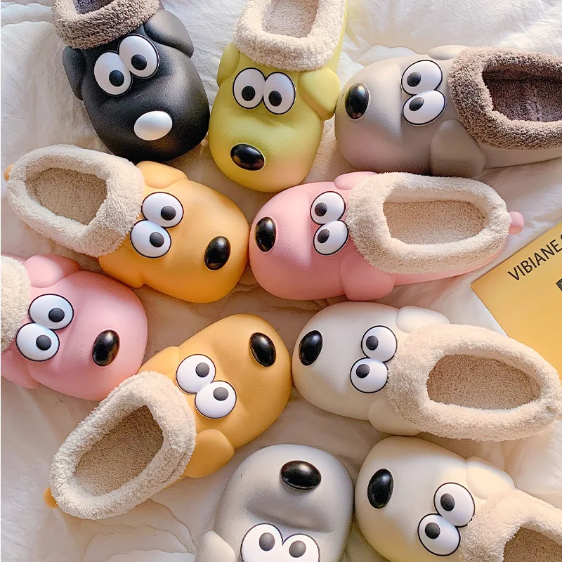 Cotton slippers Winter Cute Step on Shit Feeling Thick Sole Non-slip Mute Slippers Comfortable Waterproof Warm Shoes for Women